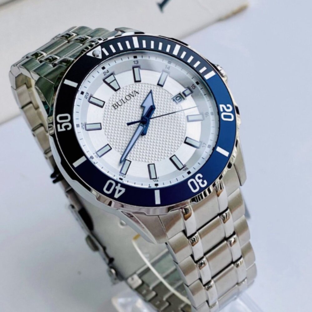 Men's Bulova Blue 44mm Watch Steel WOW!